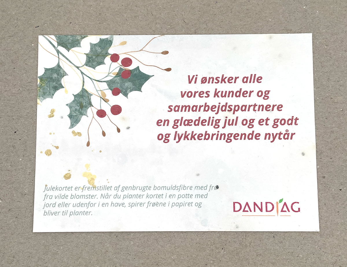 Julekort trykt på frø papir
